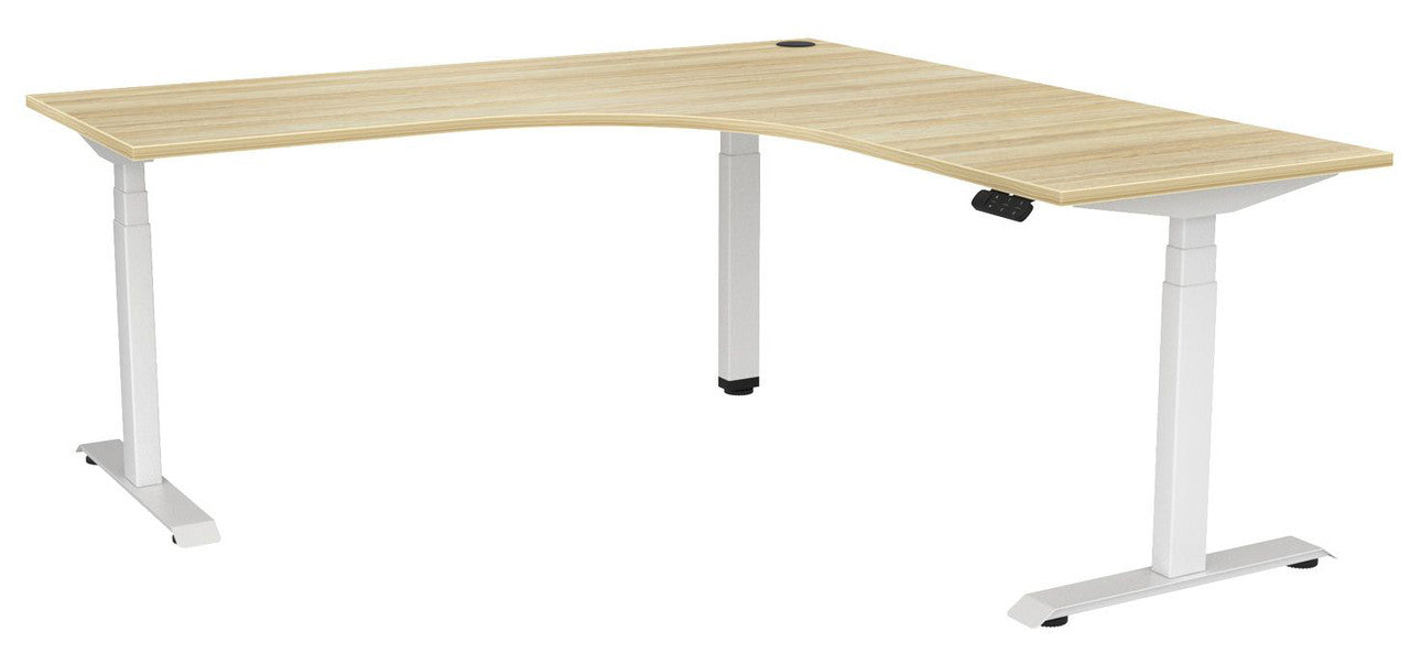Haven Electric 90° Workstation 1800 x 1800 / Atlantic Oak / White