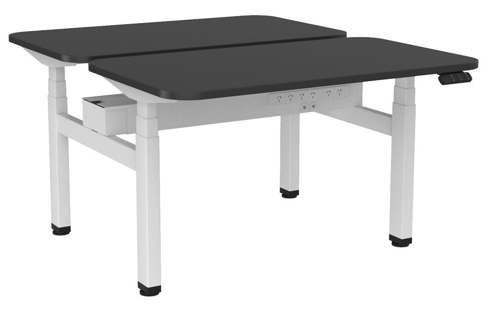 Haven Electric Double Sided Desk - Radius 1200 x 700 / Black / White
