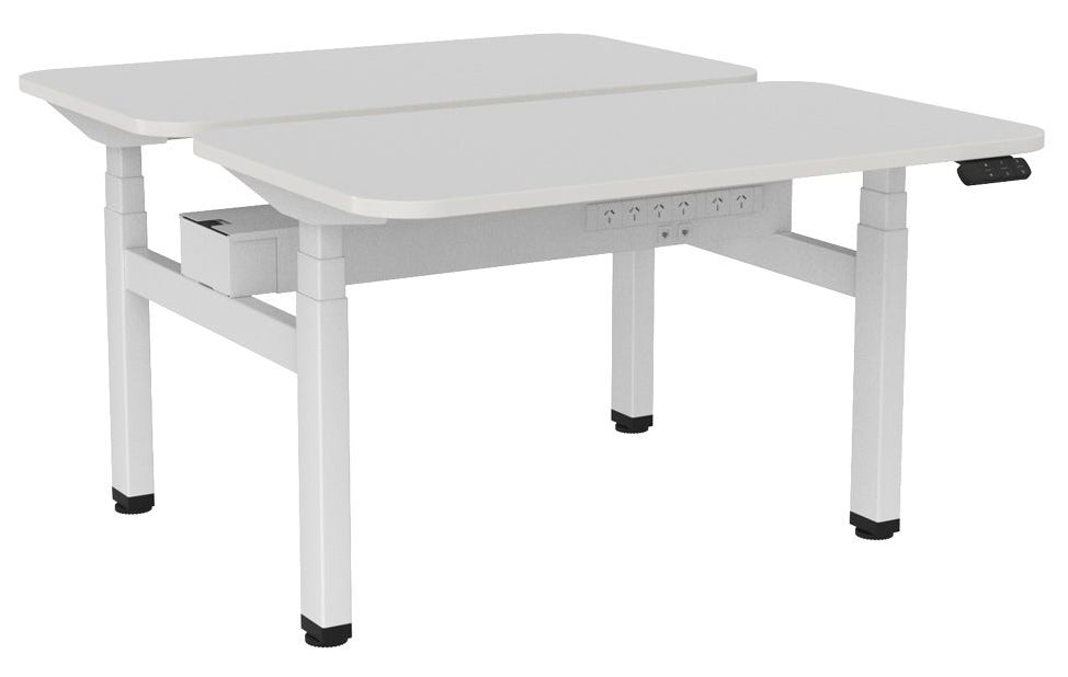 Haven Electric Double Sided Desk - Radius 1200 x 700 / White / White