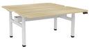 Haven Electric Double Sided Desk - Radius 1500 x 800 / Atlantic Oak / White