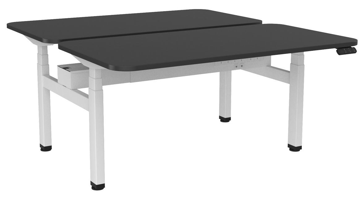 Haven Electric Double Sided Desk - Radius 1500 x 800 / Black / White