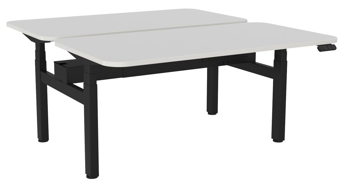 Haven Electric Double Sided Desk - Radius 1500 x 800 / White / Black