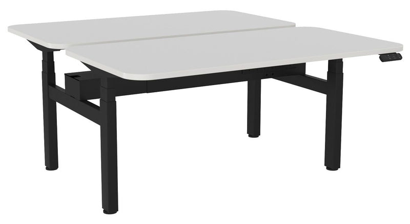 Haven Electric Double Sided Desk - Radius 1500 x 800 / White / Black