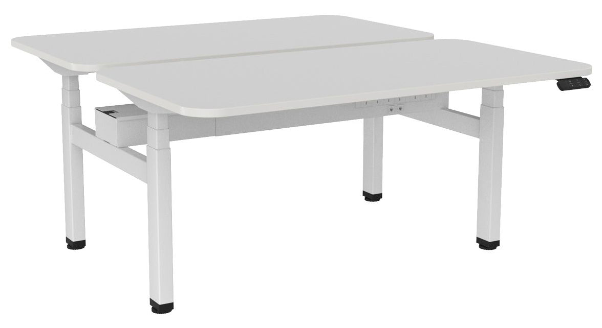 Haven Electric Double Sided Desk - Radius 1500 x 800 / White / White