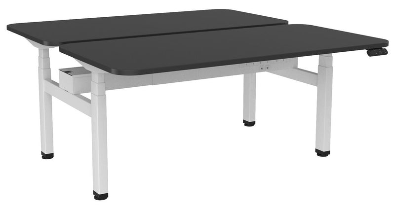 Haven Electric Double Sided Desk - Radius 1600 x 800 / Black / White