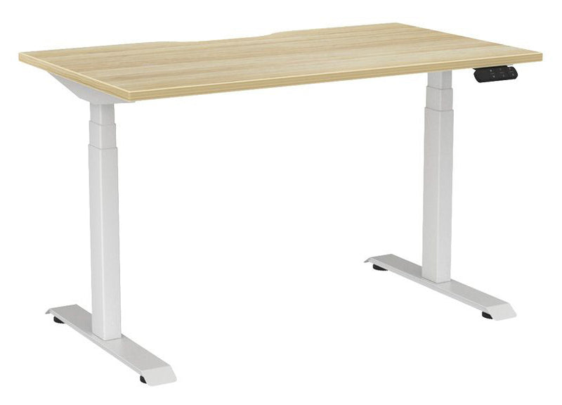 Haven Electric Single Sided Desk - Scallop 1200 x 700 / Atlantic Oak / White