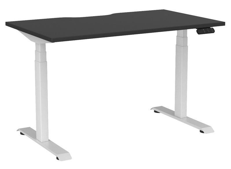 Haven Electric Single Sided Desk - Scallop 1200 x 700 / Black / White