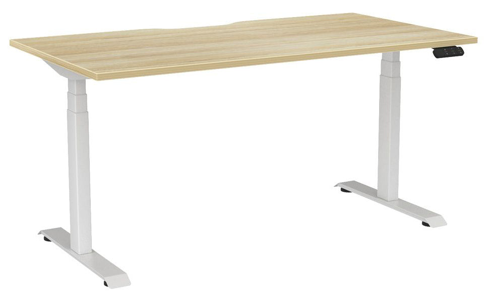 Haven Electric Single Sided Desk - Scallop 1500 x 800 / Atlantic Oak / White
