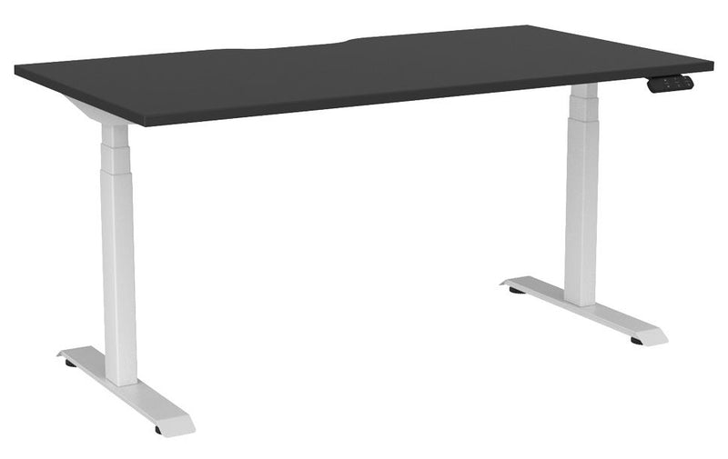 Haven Electric Single Sided Desk - Scallop 1500 x 800 / Black / White