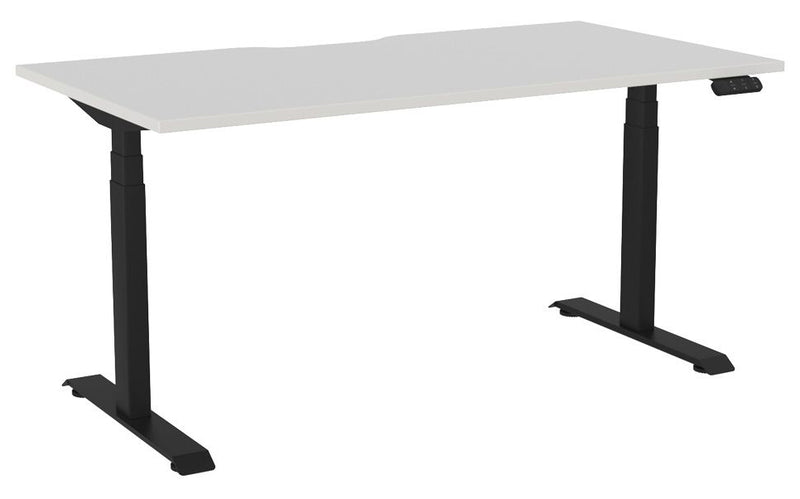 Haven Electric Single Sided Desk - Scallop 1500 x 800 / White / Black