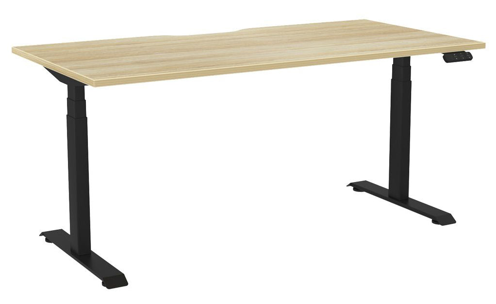 Haven Electric Single Sided Desk - Scallop 1600 x 800 / Atlantic Oak / Black