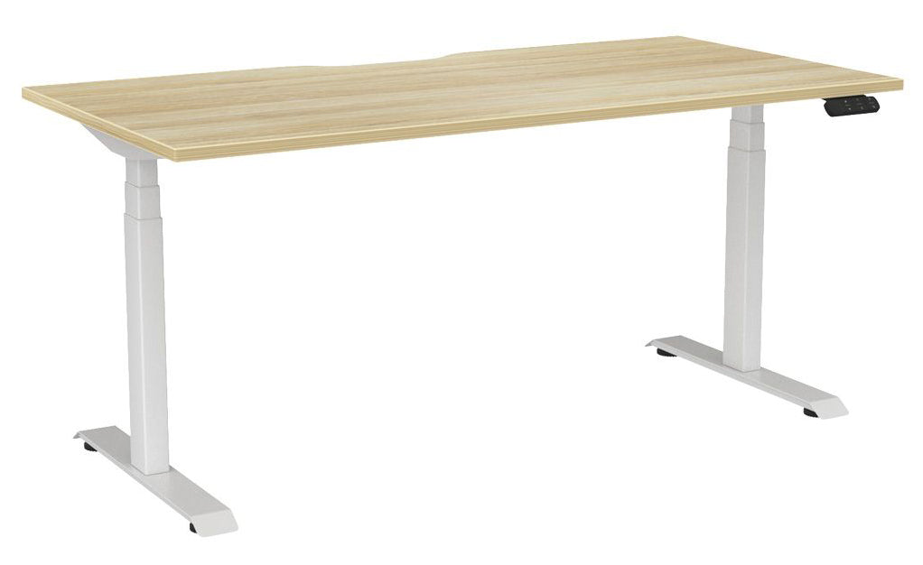 Haven Electric Single Sided Desk - Scallop 1600 x 800 / Atlantic Oak / White