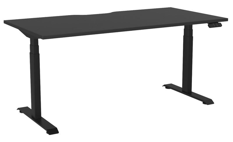 Haven Electric Single Sided Desk - Scallop 1600 x 800 / Black / Black