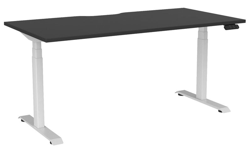 Haven Electric Single Sided Desk - Scallop 1600 x 800 / Black / White