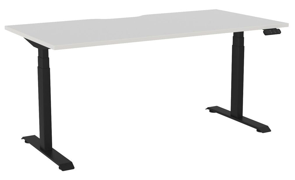 Haven Electric Single Sided Desk - Scallop 1600 x 800 / White / Black