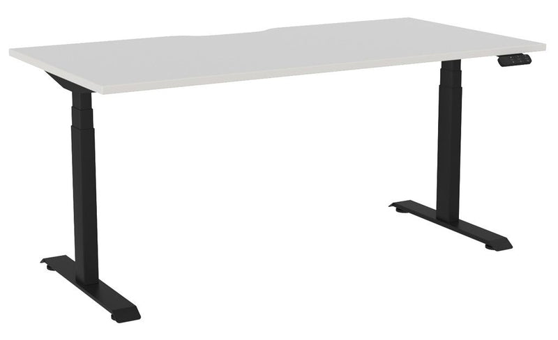 Haven Electric Single Sided Desk - Scallop 1600 x 800 / White / Black