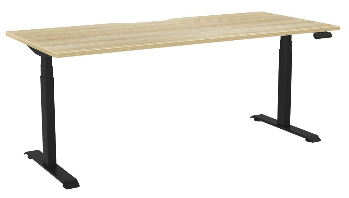 Haven Electric Single Sided Desk - Scallop 1800 x 800 / Atlantic Oak / Black