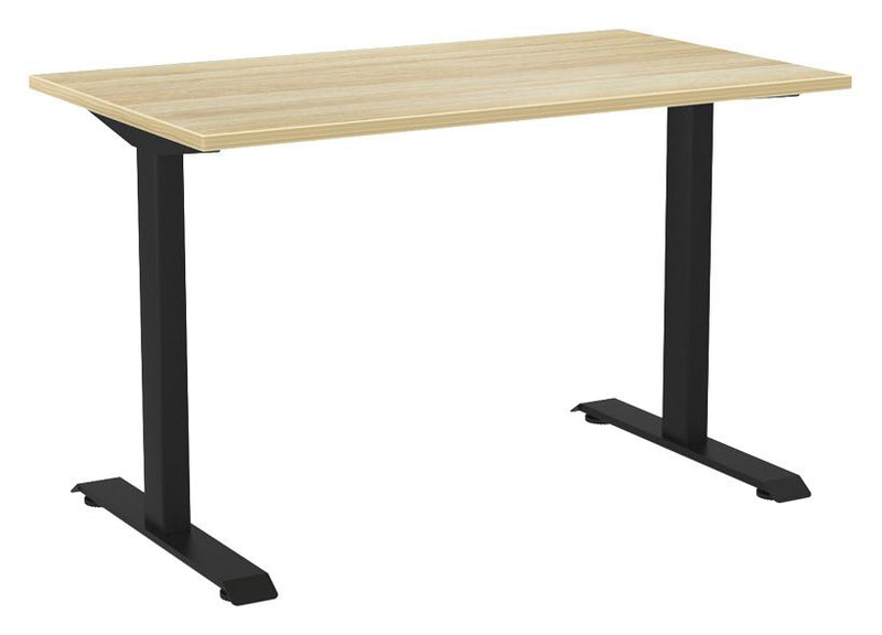 Haven Fixed Single Sided Desk 1200 x 700 / Atlantic Oak / Black