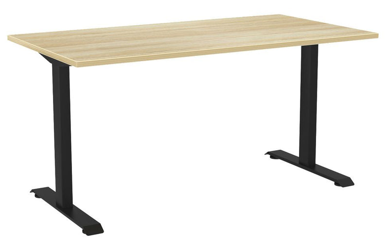Haven Fixed Single Sided Desk 1500 x 800 / Atlantic Oak / Black