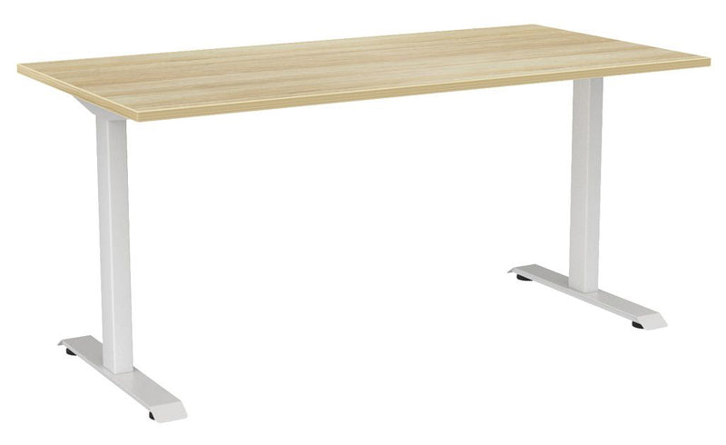 Haven Fixed Single Sided Desk 1600 x 800 / Atlantic Oak / White