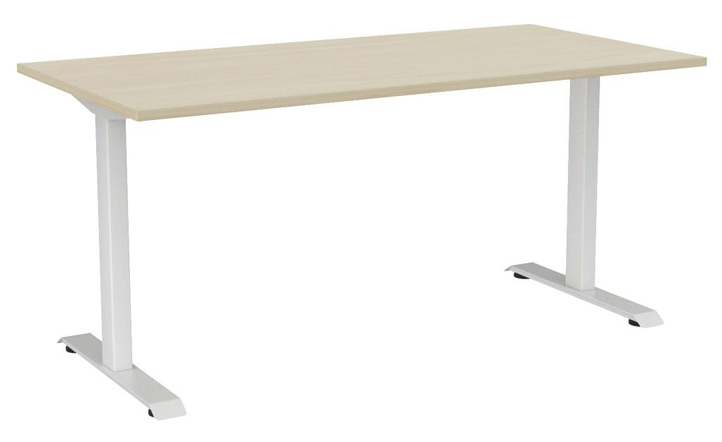 Haven Fixed Single Sided Desk 1600 x 800 / Nordic Maple / White