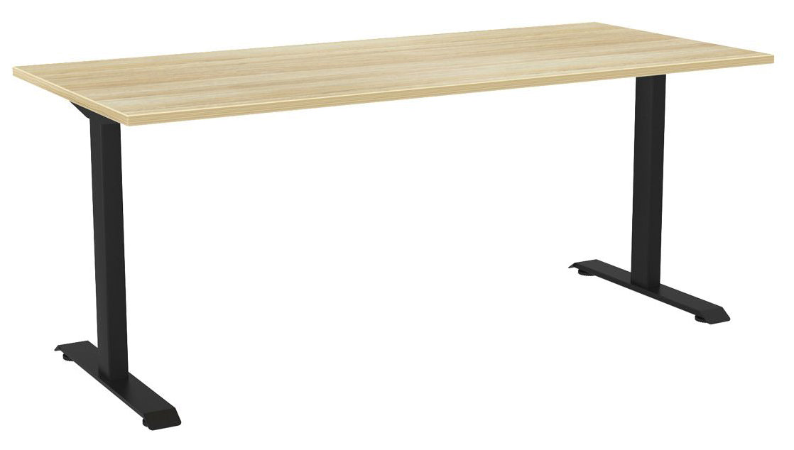 Haven Fixed Single Sided Desk 1800 x 800 / Atlantic Oak / Black