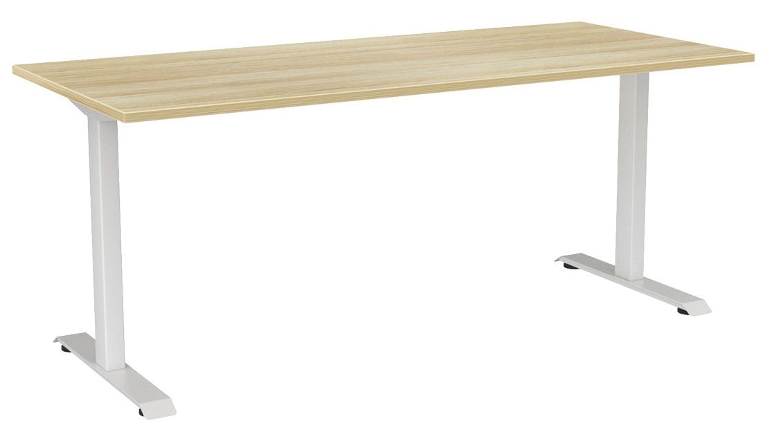 Haven Fixed Single Sided Desk 1800 x 800 / Atlantic Oak / White