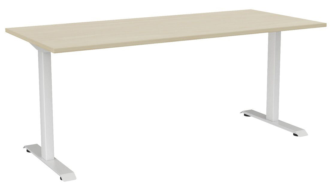 Haven Fixed Single Sided Desk 1800 x 800 / Nordic Maple / White