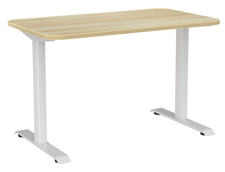 Haven Fixed Single Sided Desk - Radius 1200 x 700 / Atlantic Oak / White
