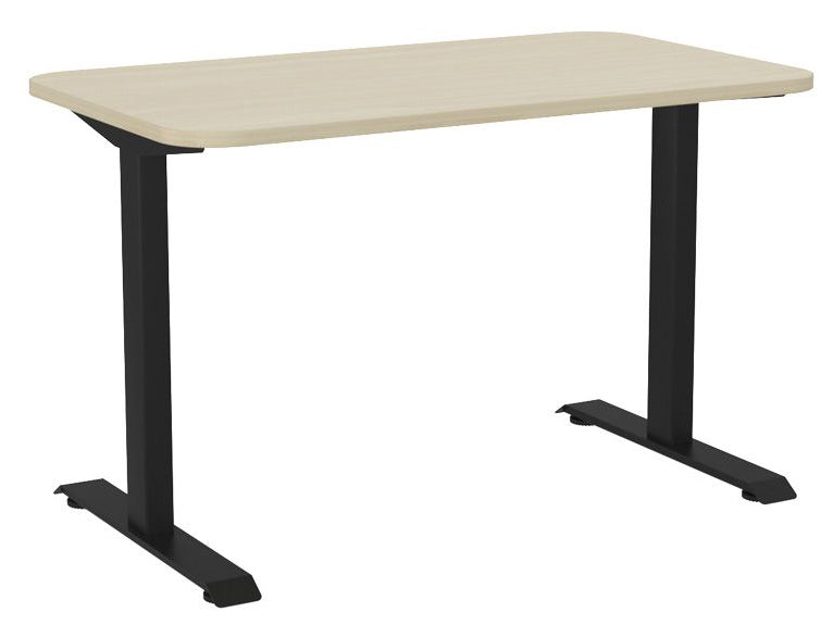 Haven Fixed Single Sided Desk - Radius 1200 x 700 / Nordic Maple / Black