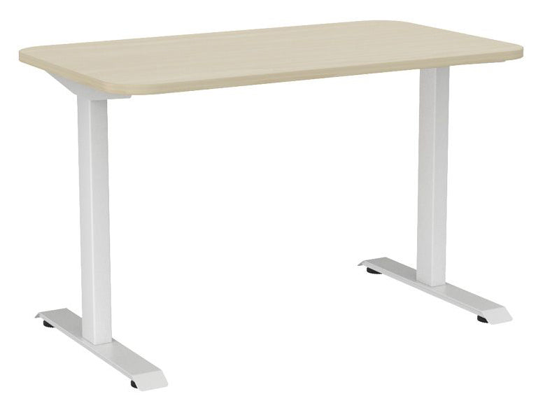 Haven Fixed Single Sided Desk - Radius 1200 x 700 / Nordic Maple / White