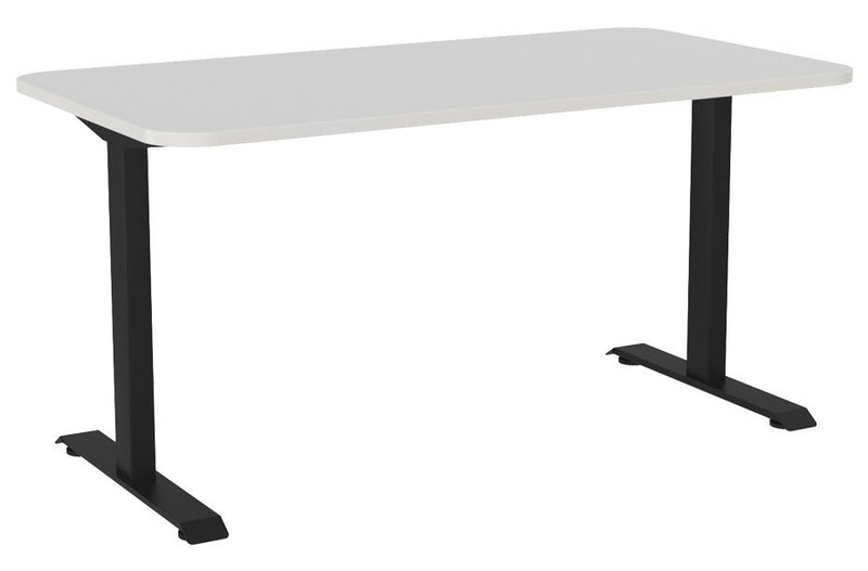 Haven Fixed Single Sided Desk - Radius 1500 x 800 / White / Black