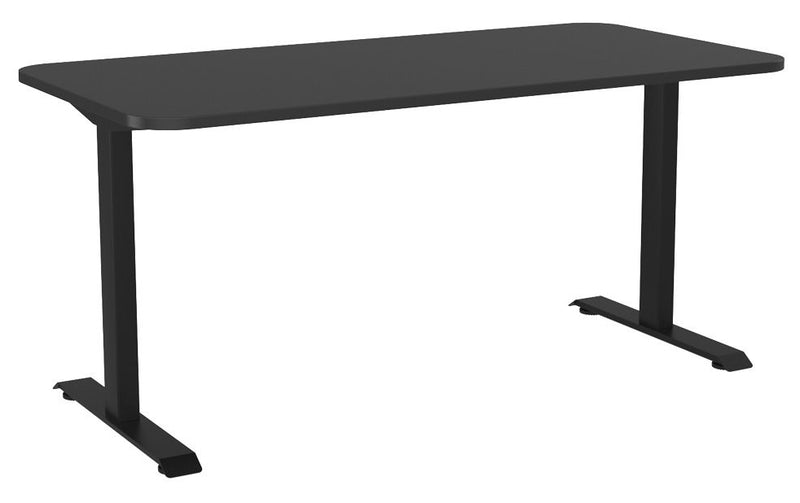 Haven Fixed Single Sided Desk - Radius 1600 x 800 / Black / Black