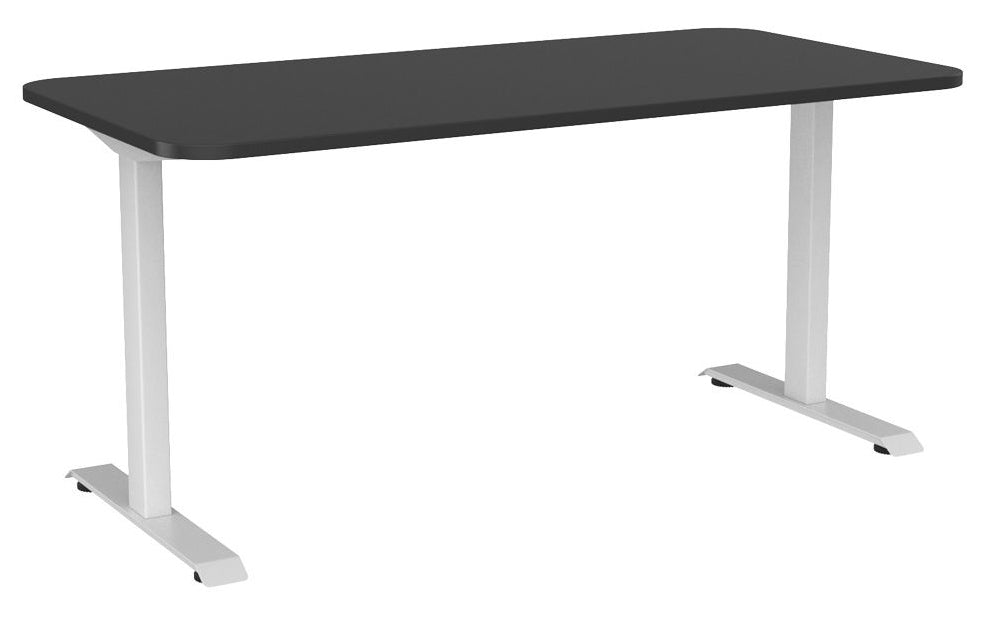 Haven Fixed Single Sided Desk - Radius 1600 x 800 / Black / White