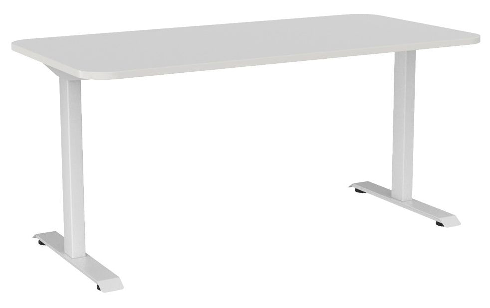 Haven Fixed Single Sided Desk - Radius 1600 x 800 / White / White