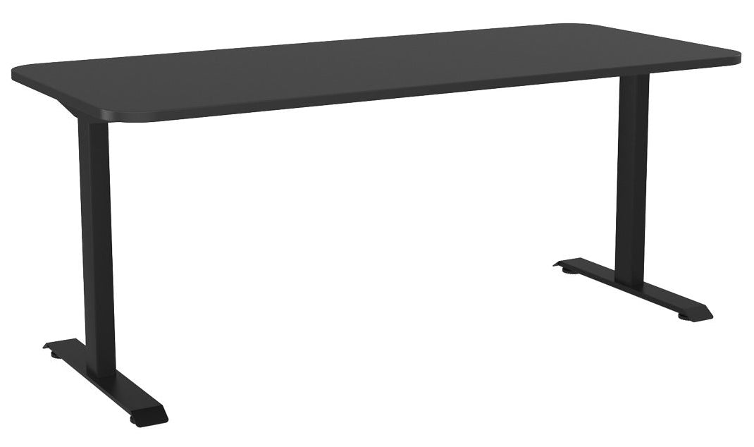 Haven Fixed Single Sided Desk - Radius 1800 x 800 / Black / Black