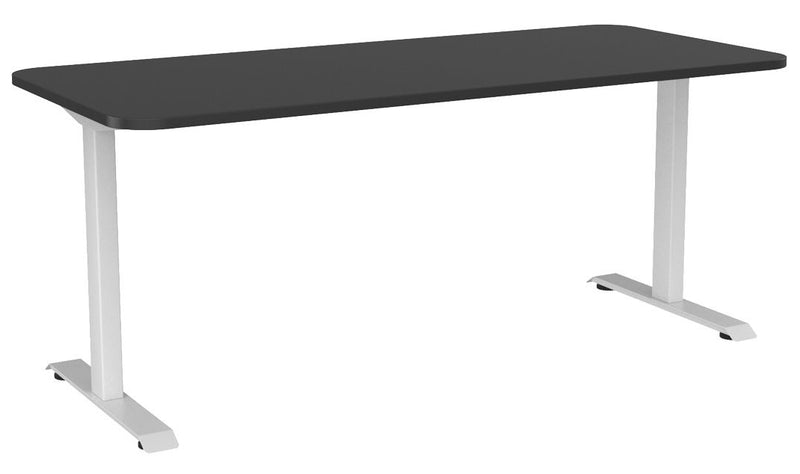 Haven Fixed Single Sided Desk - Radius 1800 x 800 / Black / White
