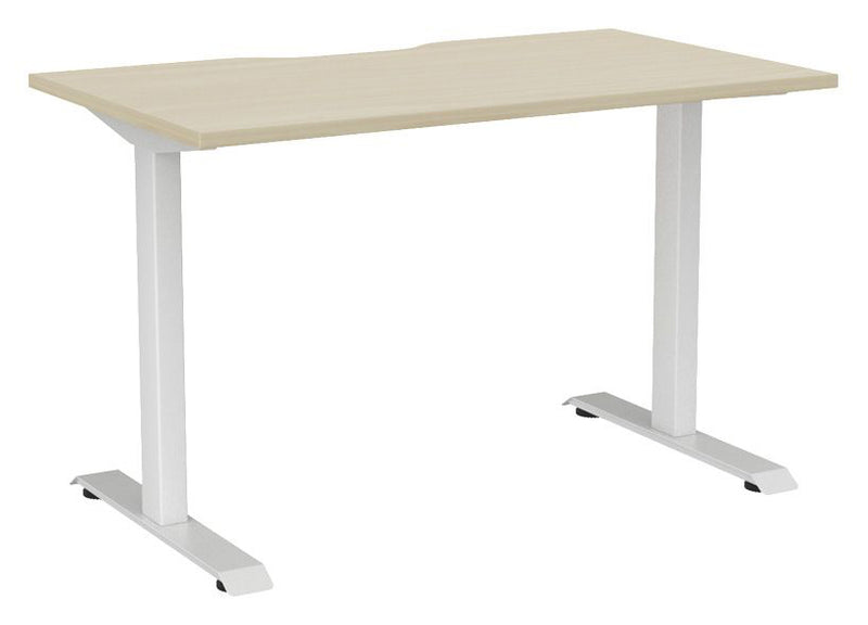 Haven Fixed Single Sided Desk - Scallop 1200 x 700 / Nordic Maple / White