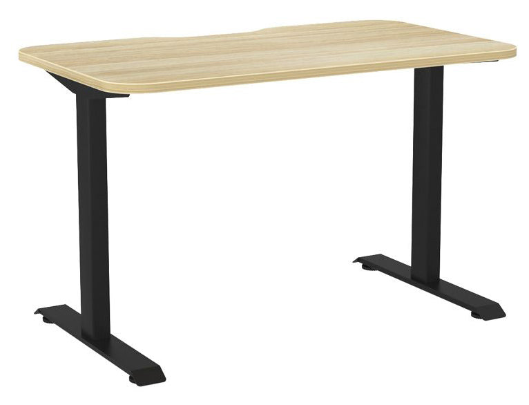 Haven Fixed Single Sided Desk - Scallop & Radius 1200 x 700 / Atlantic Oak / Black
