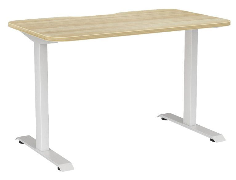 Haven Fixed Single Sided Desk - Scallop & Radius 1200 x 700 / Atlantic Oak / White