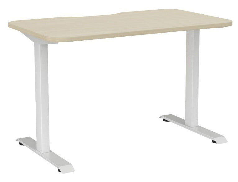 Haven Fixed Single Sided Desk - Scallop & Radius 1200 x 700 / Nordic Maple / White