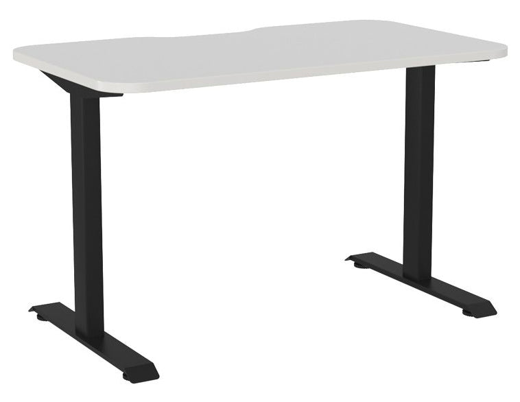 Haven Fixed Single Sided Desk - Scallop & Radius 1200 x 700 / White / Black