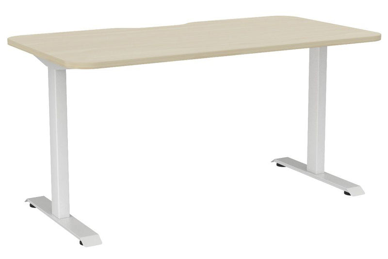 Haven Fixed Single Sided Desk - Scallop & Radius 1500 x 800 / Nordic Maple / White