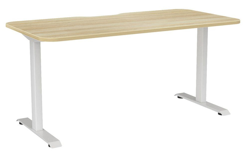 Haven Fixed Single Sided Desk - Scallop & Radius 1600 x 800 / Atlantic Oak / White