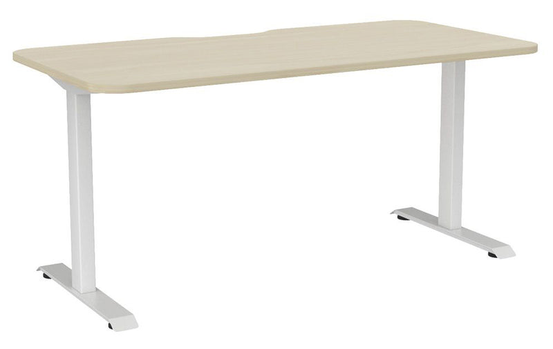Haven Fixed Single Sided Desk - Scallop & Radius 1600 x 800 / Nordic Maple / White