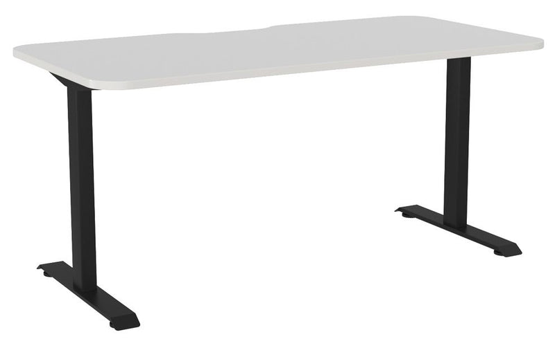 Haven Fixed Single Sided Desk - Scallop & Radius 1600 x 800 / White / Black
