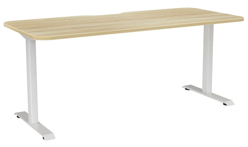 Haven Fixed Single Sided Desk - Scallop & Radius 1800 x 800 / Atlantic Oak / White