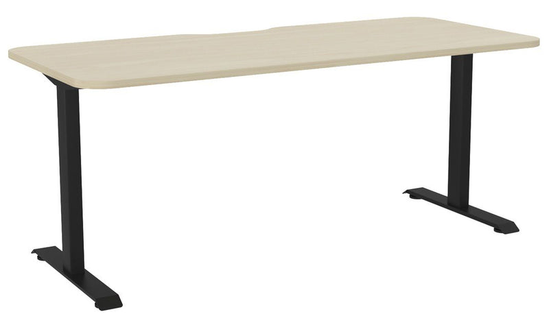 Haven Fixed Single Sided Desk - Scallop & Radius 1800 x 800 / Nordic Maple / Black