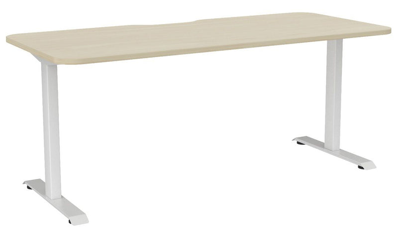 Haven Fixed Single Sided Desk - Scallop & Radius 1800 x 800 / Nordic Maple / White