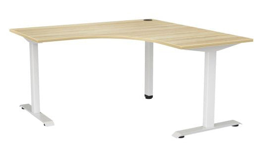 Haven Fixed Workstation Corner Desk 1500 x 1500 / Atlantic Oak / White